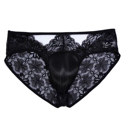 2 Pack Mens Lace Hiding Gaff Panties Sexy Camel Toe Shaping Underwear Panty Realistic Feminine Lingerie Briefs(Black,S)