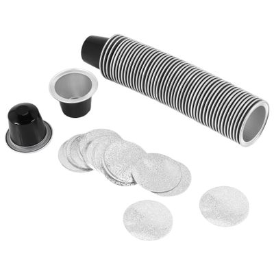 Agmoctz 50Sets Refillable Coffee Capsules Cup Disposable Coffee Capsules Packaging Cafe Supplies for Black