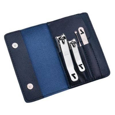 Nail Clippers Kit 5Pcs Nail Clippers Set for Men, Professional Fingernail Clippers Kit Manicure Set, Portable Carbon Steel Nail Care Tools with Blue Leather Travel Case Manicure Pedicure Kit