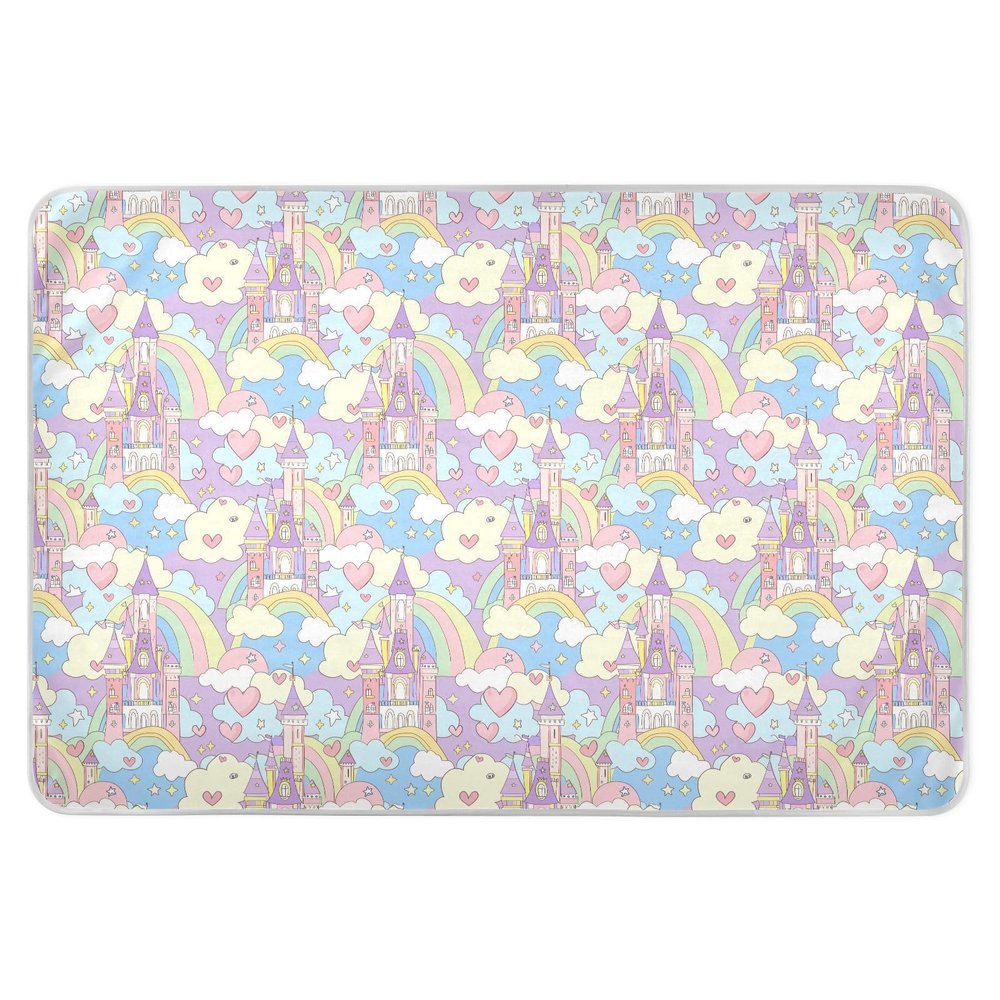Castle Princess Cartoon Bed Underpads Waterproof Washable Baby Pee Pads Breathable Incontinence Pads for Infant Toddler , 52" L x 34" W