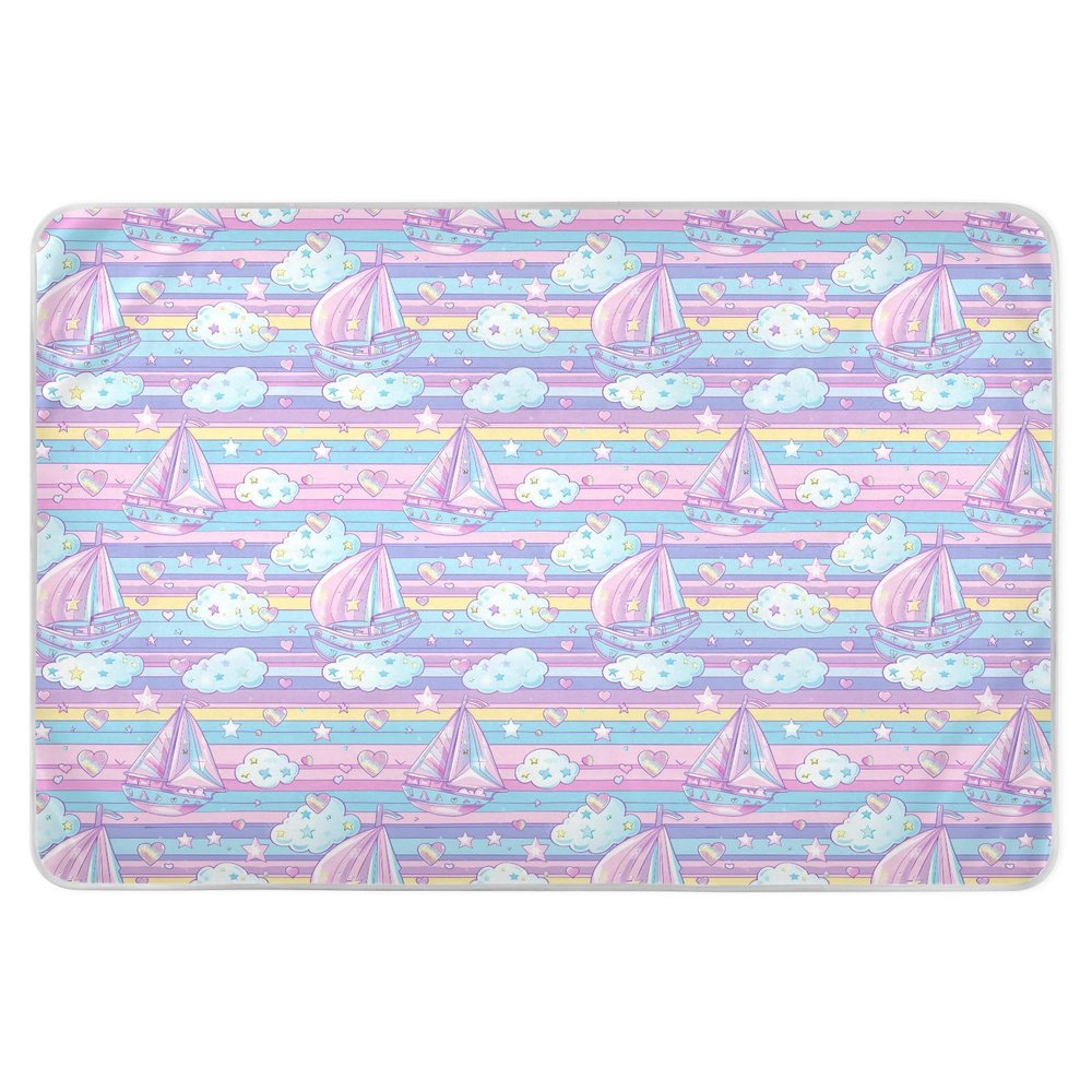 Sailboat Island Cartoon Baby Bed Pad Water Resistant Potty Training Cover Portable Pad Liner for Baby Boys Girls, 52" L x 34" B