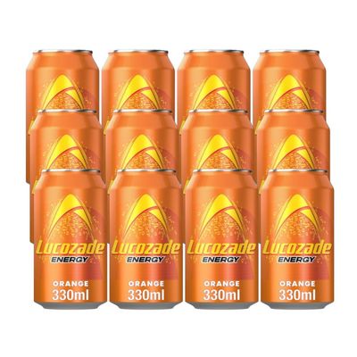 Tropical Gold Lucozade Energy Drink Orange 330ml x 12 Compatible with Lucozade Products, Fits Energy Boost Needs