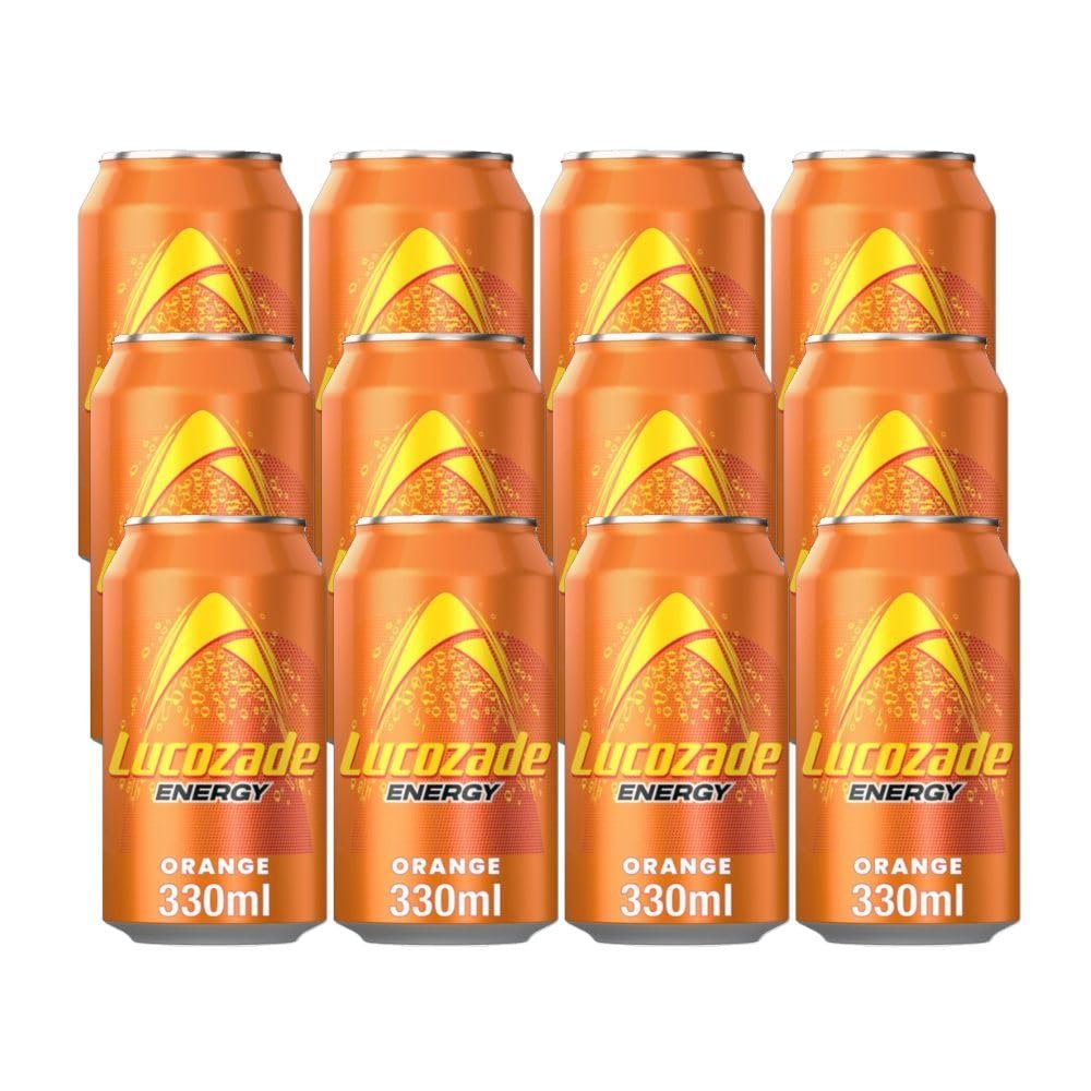 Tropical Gold Lucozade Energy Drink Orange 330ml x 12 Compatible with Lucozade Products, Fits Energy Boost Needs