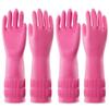 Qerwsdty 2 Pairs Dishwashing Cleaning Rubber Gloves, Reusable Waterproof Kitchen Gloves, Non-Slip, L Easy to Use Rose Red view 1