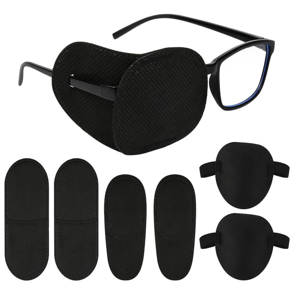 ds. distinctive style Set of 6 Pieces 2 Types of Medical Eye Patch for Glasses, Adjustable Eye Patch for Lazy Eye, Amblyopia, Strabismus