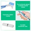2PCS Denture Brush with Case,Denture Toothbrush with Double Bristle Heads,Portable Retainer & False Retainer Brush,Denture Brushes for Cleaning False Teeth,Ergonomic Rubber Handle(Blue,Green) view 3