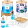 7L Laundry Detergent Storage Set, 10PCS Washing Pods Storage Container Fabric Softener Dispenser with Labels and Bamboo Lids&measuring Cup, Large Capacity Laundry Pods Storage Container with Stand