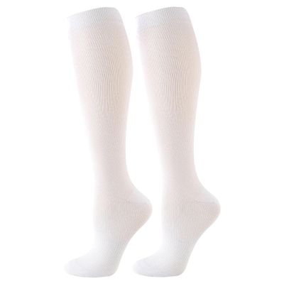 Compression Socks Men 2 pairs Varicose Veins Compression Socks Fit For Golf Rugby Running Hiking Sports For Anti Fatigue Driving Travel Flight Women Men Socks compression socks for nurses(White,L-XL)