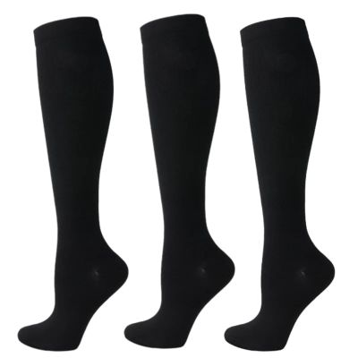 Compression Socks Men 3 Pairs Compression Stocking Blood Circulation Promotion Slimming Compression Socks Anti-Fatigue Comfortable Solid Color Socks compression socks for nurses(YS001-316-BK-3P,S-M)