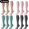 Compression Socks Men 3 Pairs Compression Stocking Blood Circulation Promotion Slimming Compression Socks Anti-Fatigue Comfortable Solid Color Socks compression socks for nurses(YS001-316-BK-3P,S-M) view 2