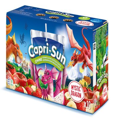 Capri Sun Mystic Dragon Box with 10 x 200 ml Capri-Sun Mystic Dragon Apple, Strawberry, Banana and Pitahaya