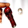 Decorative Skull Walking Cane Handle, Red and White Design, Brass Construction with Ring, Gothic Style view 2