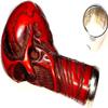 Decorative Skull Walking Cane Handle, Red and White Design, Brass Construction with Ring, Gothic Style view 3