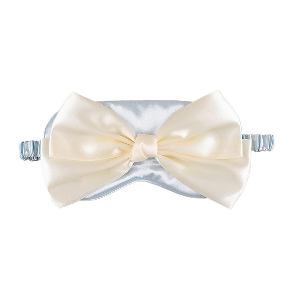 QuxetlRyz Sleep Mask Silk Sleeping Eye Mask Female Eye Cover Cute Sleep Mask Beautiful Bow Tie Blindfold Women Girls Night Eyepathces Eyes Bandage(Blue)