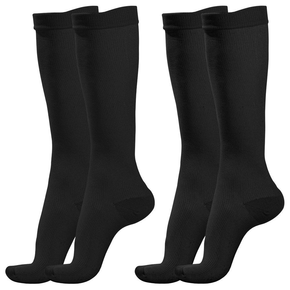 2 Pairs Compression Socks for Women & Men,Flight Socks for Women Compression Stockings Pressure Support Flight Stockings for Maternity Pregnancy Nurses Flying Varicose Veins (Black+Black, S/M)