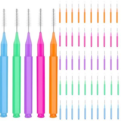 Braces Cleaning Kit,50 pcs Braces Floss Picks Braces Brushes Flossers for Braces Teeth Oral Cleaning (Multicoloured)