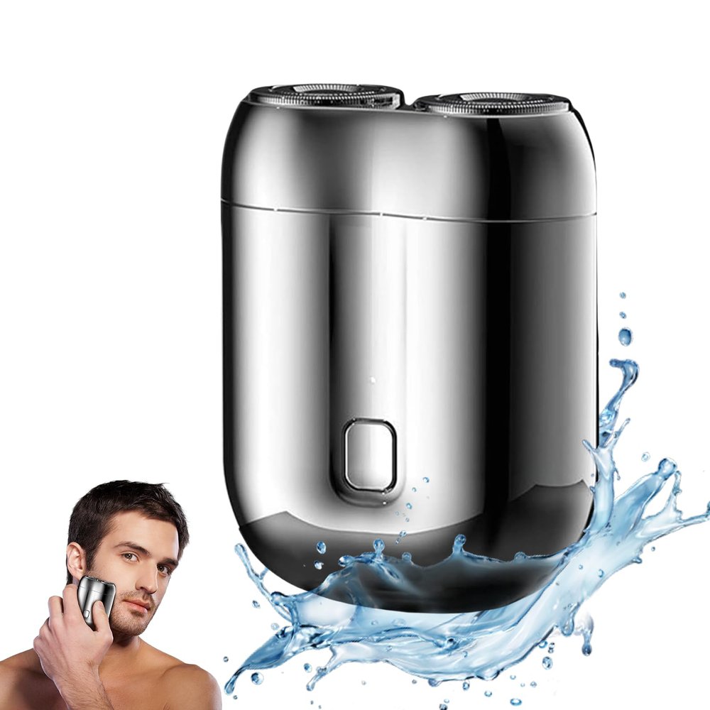 2025 New Electric Shaver for Men, Double Head Wet & Dry Waterproof Razor, Mini Rechargeable Portable (02#-Silver)