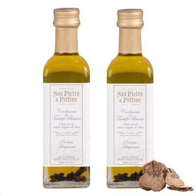 2 x White Truffle Oil 55ML, Premium Italian Extra Virgin Olive Oil Infused with White Truffles, Gourmet Condiment Ideal For Drizzling Over Pasta, Pizza, Risotto & More, 2 x 55ML Bottles