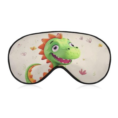 Cute Dinosaur Travel Eye Mask Blackout Eye Mask for Sleeping Airplane Eyemask with Adjustable Strap Sleep Masks for Women Men Soft Night Blindfold Eyemask