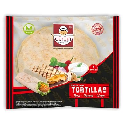 Flour Tortillas 30cm (12") | Durum Extra Large, Soft Flour Tortilla Wraps for Burritos