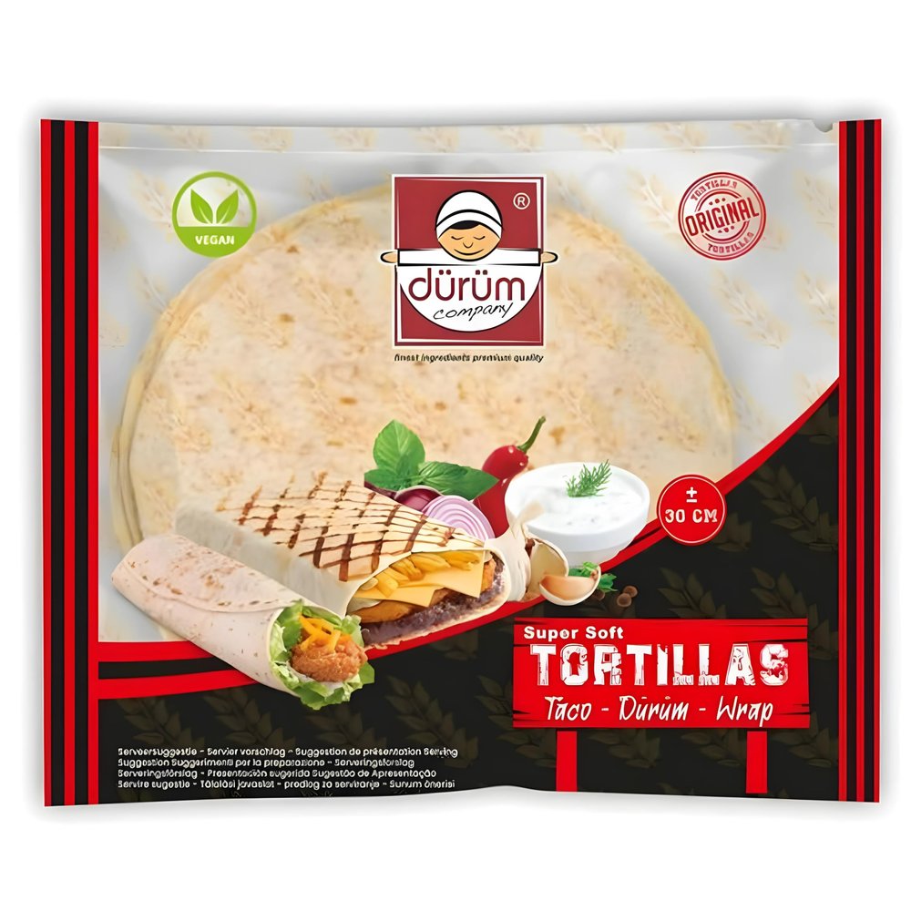 Flour Tortillas 30cm (12") | Durum Extra Large, Soft Flour Tortilla Wraps for Burritos