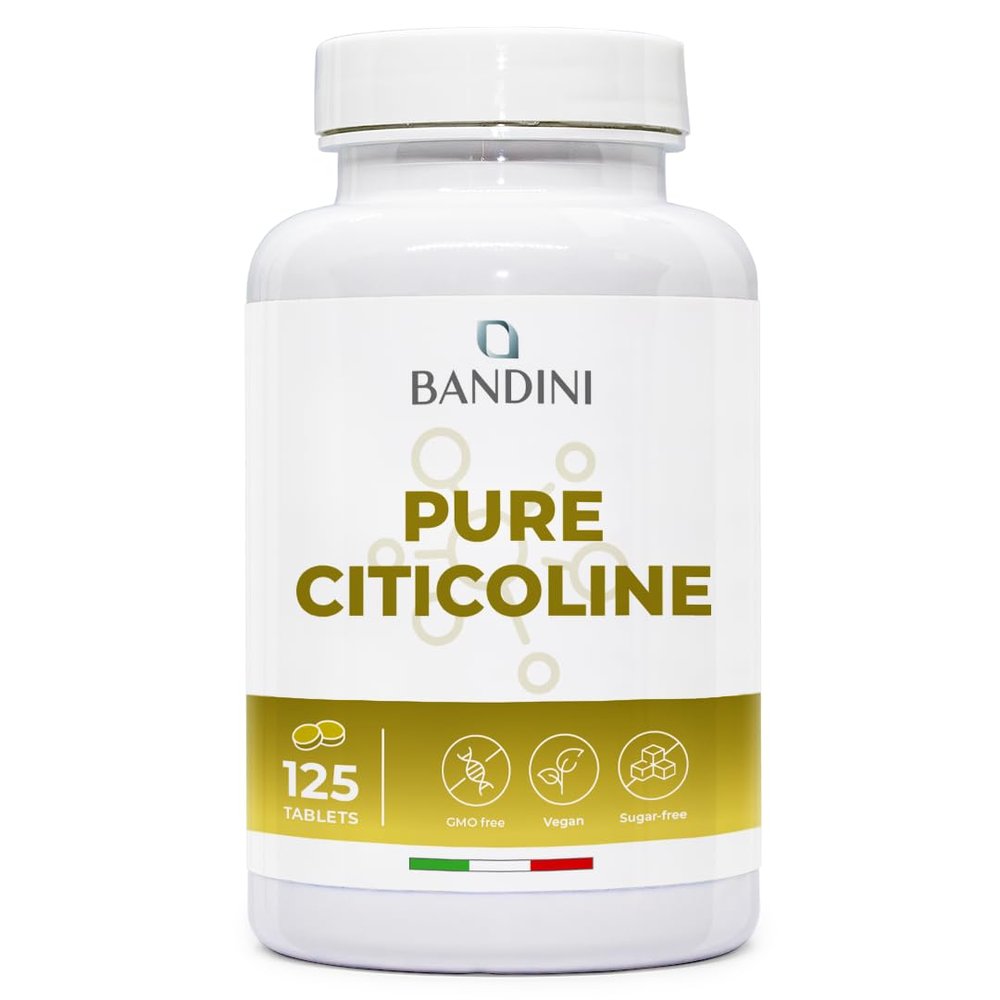 Bandini Citicoline 125 Tablets - CDP Choline Supplement, up to 500mg Daily - High Strength CDP-Choline Support for Cellular Function, Active Lifestyle, Mental Performance - Non-GMO, Vegan Friendly