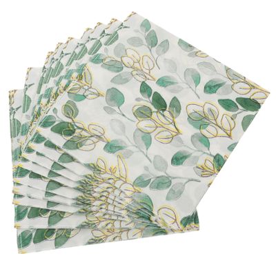 BUGUUYO Leaf Napkins 60 Sheets Decorative Holiday Napkins in Green with Stylish Decorative Leaf Design Soft Absorbent Paper for Party and Table Setting Occasions