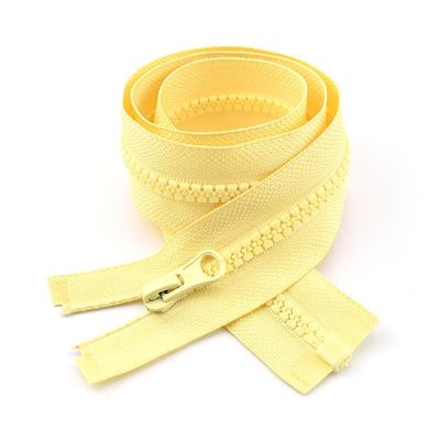 ZIPZSY 2PCS #5 Resin Open-End Zippers, Single Slider, One-Way Separating Zipper Fasteners for Clothing and Sewing Craft (Yellow, 120cm)