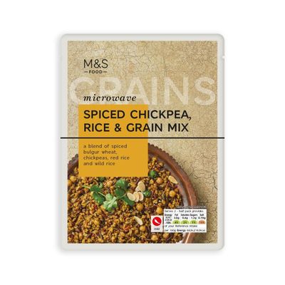 M&S Microwave Spiced Chickpea, Rice & Grain Mix, 250g, Blend of Bulgur Wheat and Wild Rice (PACK OF 3X)