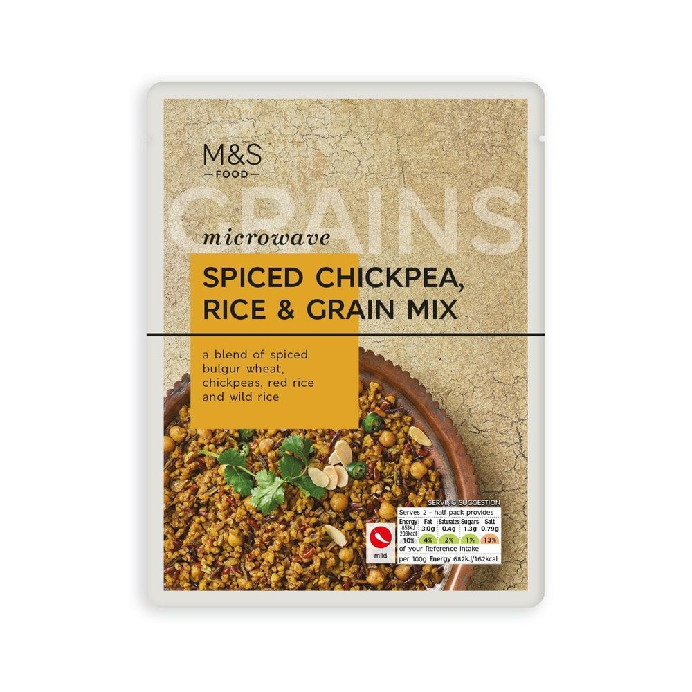 M&S Microwave Spiced Chickpea, Rice & Grain Mix, 250g, Blend of Bulgur Wheat and Wild Rice (PACK OF 3X)
