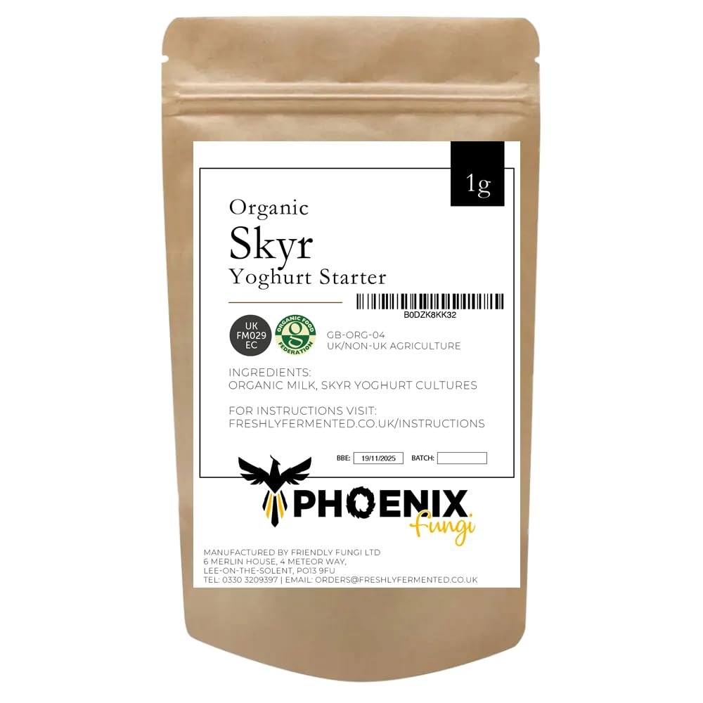 Phoenix Fungi Skyr Yogurt Starter Culture Live Beneficial Bacteria Fermentation Thick & Protein-Rich Icelandic Yogurt Easy to Use Reusable & Long-Lasting