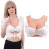 Funxzior Realistic Silicone Breast Forms Seamless Vest Breastplate Crossdressing Round False Chest Plates Transgender Fake Tits for Mastectomy Prosthesis F Cup L Size Boobs Cotton Filled, Beige view 1