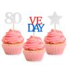 16 Pcs VE Day Cupcake Toppers - Glitter VE Day 80th Anniversary Cake Decorations, 80 Years Victory In Europe RAF 1945 UK view 1