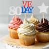 16 Pcs VE Day Cupcake Toppers - Glitter VE Day 80th Anniversary Cake Decorations, 80 Years Victory In Europe RAF 1945 UK view 3