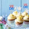16 Pcs VE Day Cupcake Toppers - Glitter VE Day 80th Anniversary Cake Decorations, 80 Years Victory In Europe RAF 1945 UK view 4
