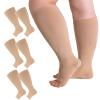 2/3/4/6 Pairs 2XL-7XL Plus Size Compression Socks 20-30 mmHg Wide Calf Open Toe Compression Support Stocking (3pcs-skin, 3XL) view 1