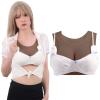 Funxzior Realistic Silicone Breast Forms Seamless Vest Breastplate Crossdressing Round False Chest Plates Transgender Fake Tits for Mastectomy Prosthesis E Cup M Size Boobs Gel Filled, Light Black view 1