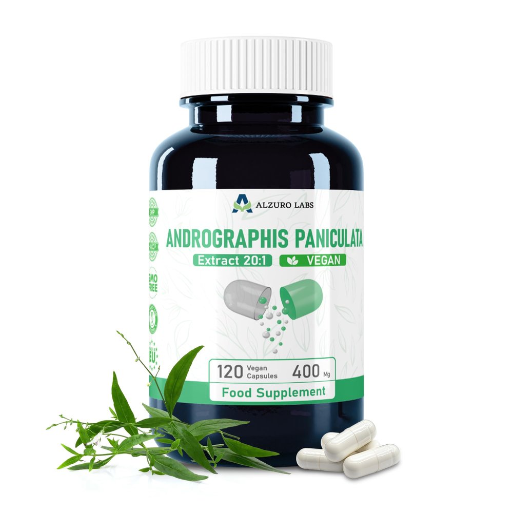 Alzuro Labs Andrographis Paniculata 8,000mg Eq - 120 Vegan Capsules | Botanical Support for Immune & Liver Wellness | 20:1 Kalmegh Extract (10% Andrographolides) | GMP & Lab Tested | 4 Months Supply