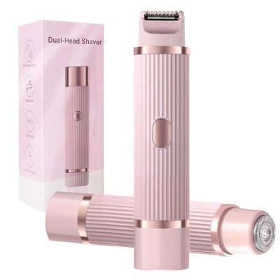 Favorabler-D Shaver for Women, Dual Head Shaver Lady, 2 in 1 Bikini Trimmer Lady Shavers for Women, Painless Electric Razor Facial Hair Trimmer for Face Legs Underarm (Pink)
