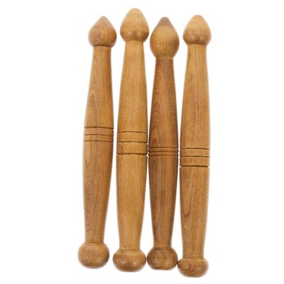 SEWOART 4pcs Fragrant Wood Acupoint Pen for Body Massage Light Brown for Acupuncture Point Rod and Massage Tool Use Style