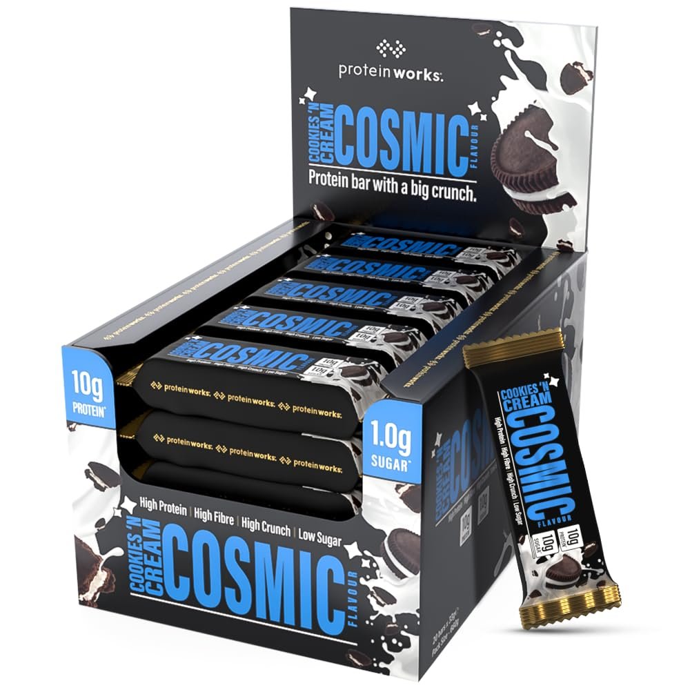 The Big Little Bar | 20 Pack, Cookies 'n' Cream Cosmic Flavour, High Protein Bar, Low Sugar, High Fibre, GMO Free, Delicious Protein Snack | Protein Works