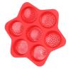 Naroote Hamburger Bread Food Grade Silicone High Heat Resistance 7 Cavities Non-Stick Hamburger Bread Pan for Cooking Eggs (Red) view 4