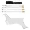 Beard Styling Trimming Tool, Beard Guide Stencil Template Kit Multiple Curves Complete Portable with 4 Barber Pencil Brushes for Hair Salon (Black) (White) view 4