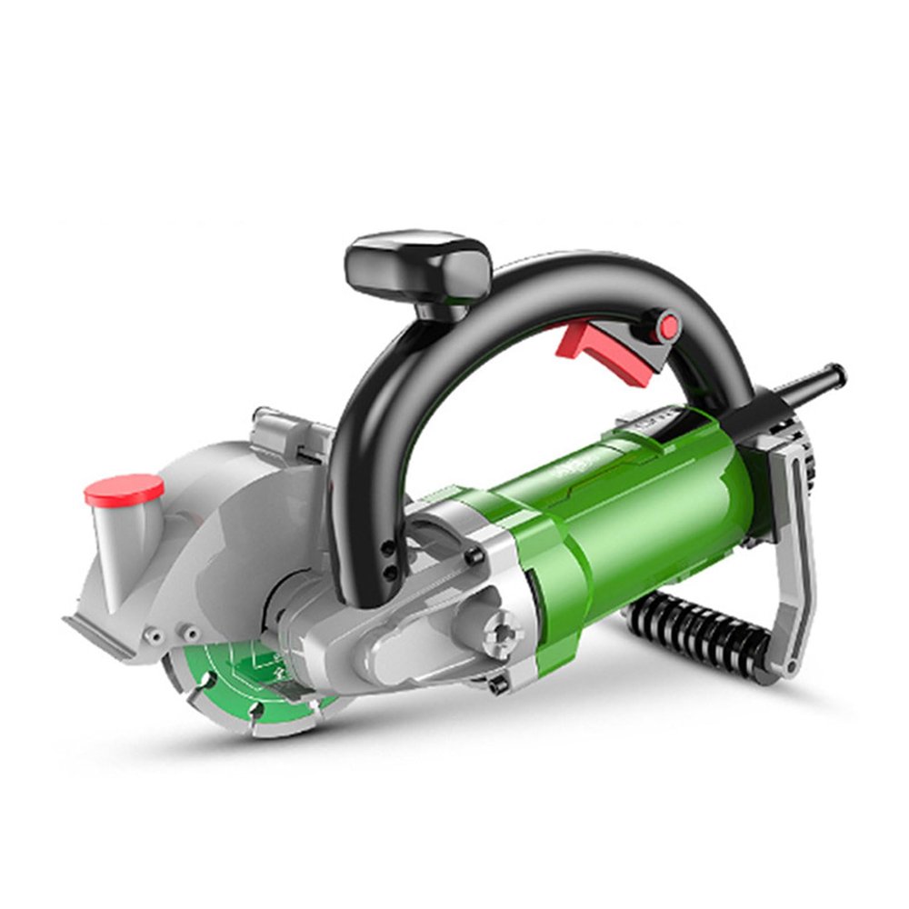 1800W Electric concrete cutting machine, 7000RPM Handheld wall slotting machine With support roller, Dust-Free Right-Angle Slotting Machine for Brick Granite Marble Concrete