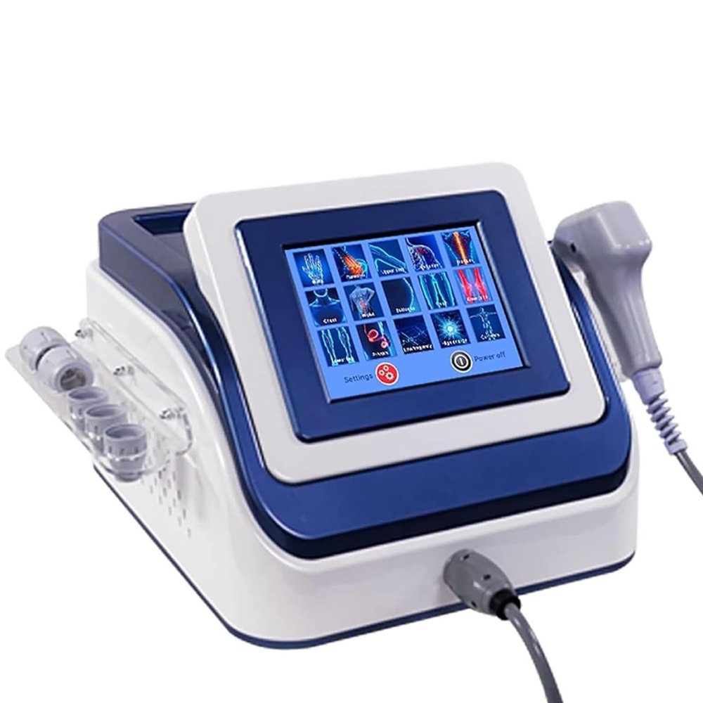 DDZJTPP Extracorporeal Shockwave Therapy Machine for ED Treatment and Pain Relief Muscle Deep Tissue Massager, Pneumatic Shockwave Therapy Device with 5 Massage Head,Blue