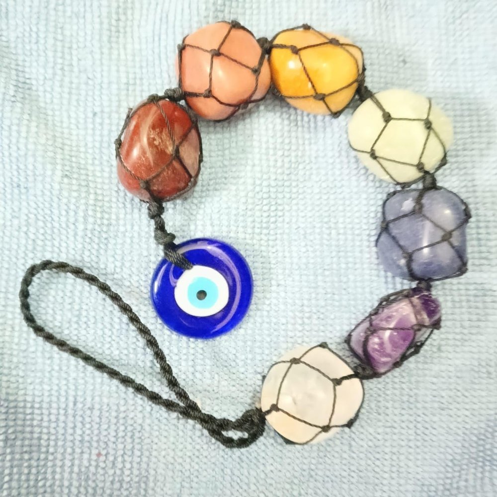 Lalit Kishori 7 Chakra Stones Healing Crystals | Wall Window Hanging Ornaments | Happy Yoga Meditation Protection Stone | Good Luck Gifts