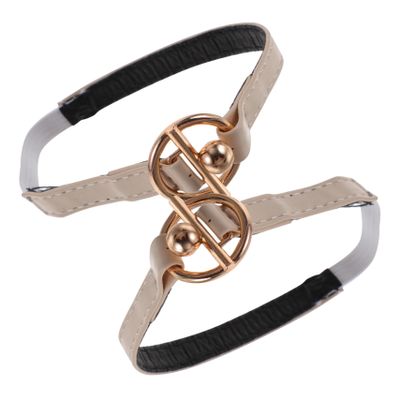 1 Pair Beige Elastic High Heels Shoe Straps with PU Leather and Alloy Buckle, No Installation Required, Strong and Simple Positioning Strap for Secure Fit on High Heels