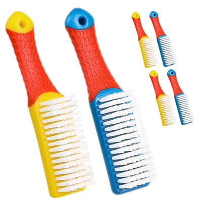 KOMBIUDA 6pcs Blue Plastic Scrubbing Brush Set for Clothes and Shoes with Comfortable Grip and Sturdy Design, for Bathroom and Toilet Cleaning