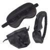 SKISUNO Travel Blindfold Set 3pcs Silk Sleeping Eye Mask with Headband and Storage Bag, Calming Facial Skin and Relieving Stress for Insomnia and Dry Eyes view 1