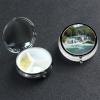 Pill Case with Mirror Retro 3 Compartment Pill Box Waterfalls on Krka River Small Pill Organizer for Purse or Pocket Decorative Metal Medicine Vitamin Organizer Unique Gifts view 2
